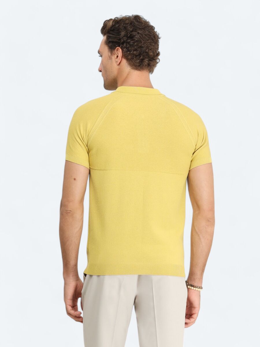 Hardal Polo Yaka Jakarlı Triko - 6