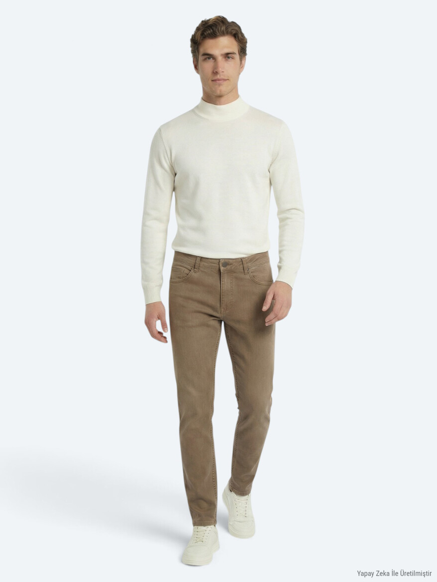 Hardal Slim Fit Denim Pamuk Karışımlı Pantolon - 3