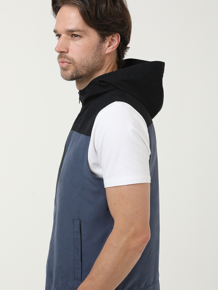 Havacı Mavi Regular Fit Dik Yaka Casual Dokuma Spor Yelek - 3