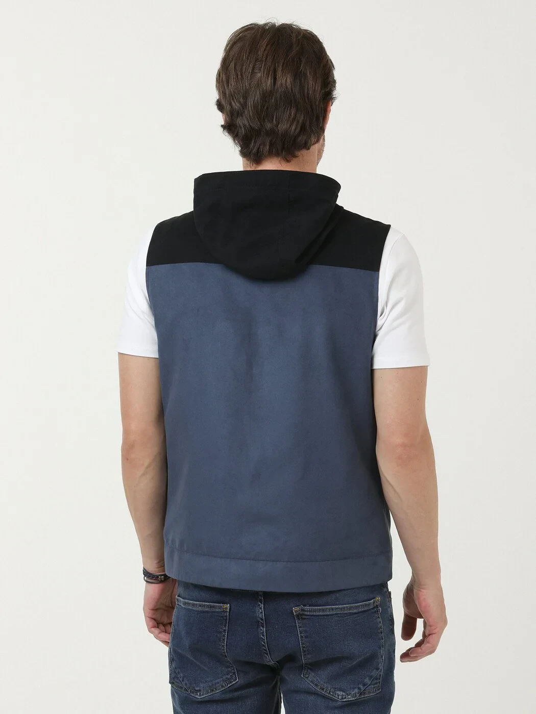 Havacı Mavi Regular Fit Dik Yaka Casual Dokuma Spor Yelek - 4