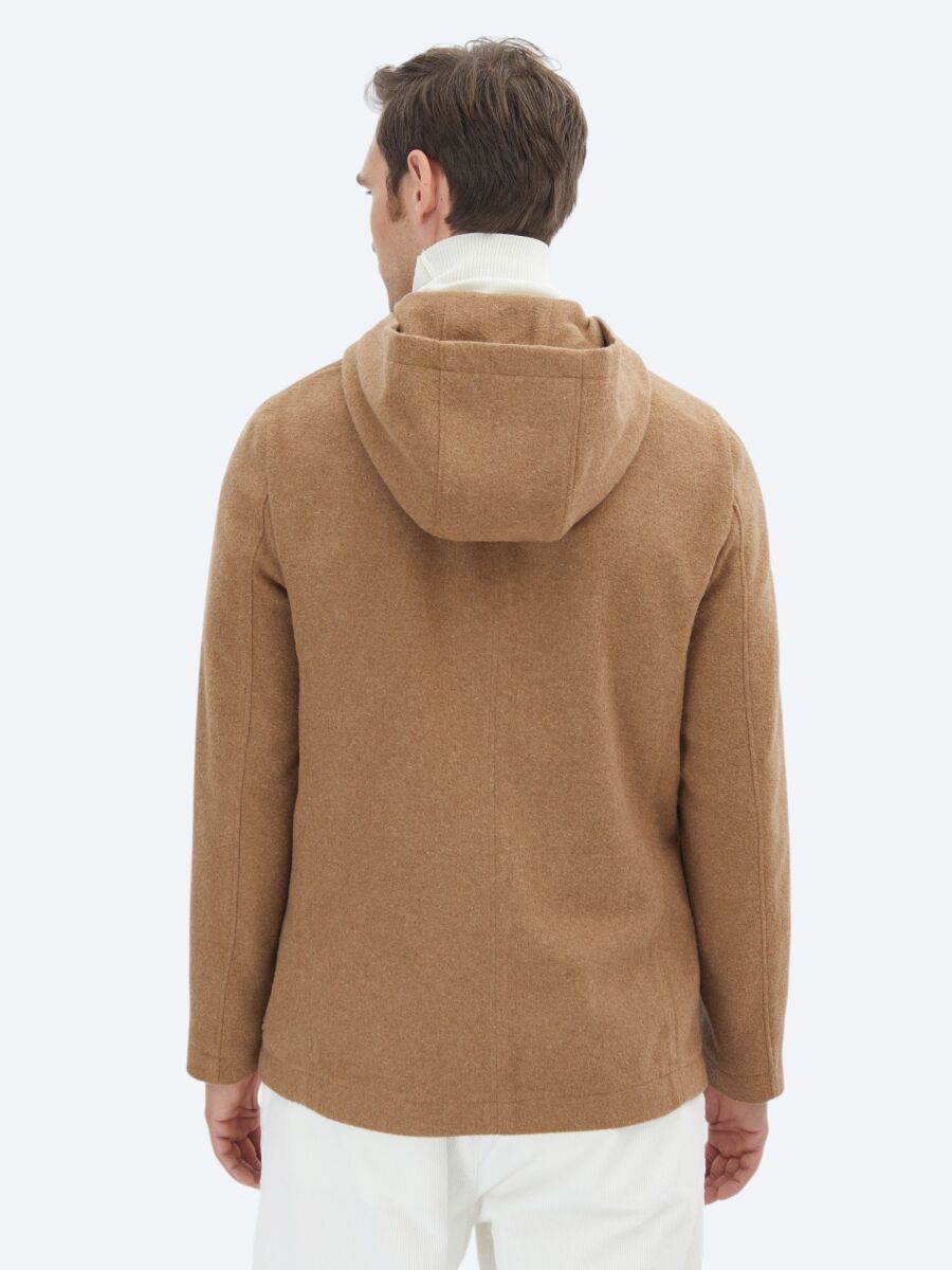 Hazelnut Plain Modern Fit Wool Blended Jacket - 6