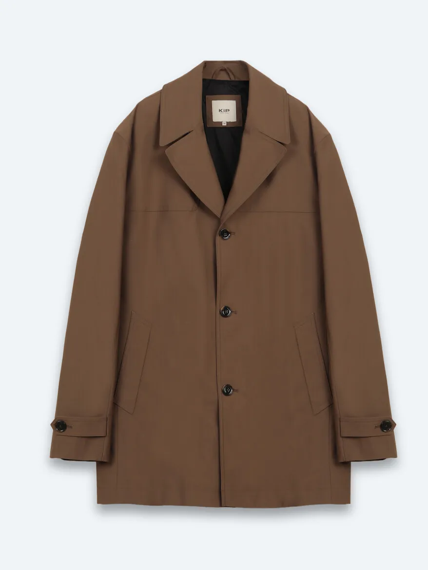 Hazelnut Regular Fit Double Breasted Collar Casual Weaving Rain Coat - 7