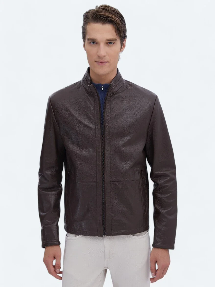Hazelnut Sheep Leather Leather Coat - 3