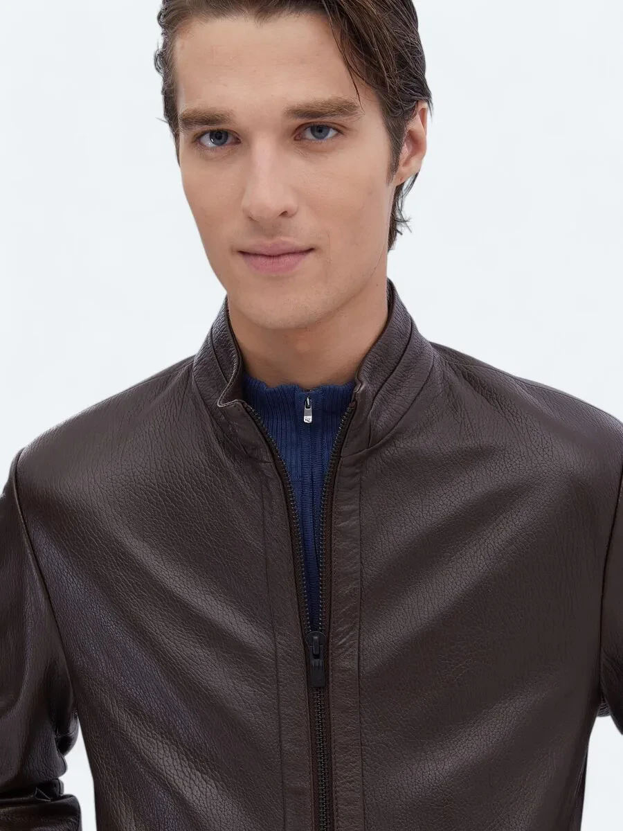 Hazelnut Sheep Leather Leather Coat - 4