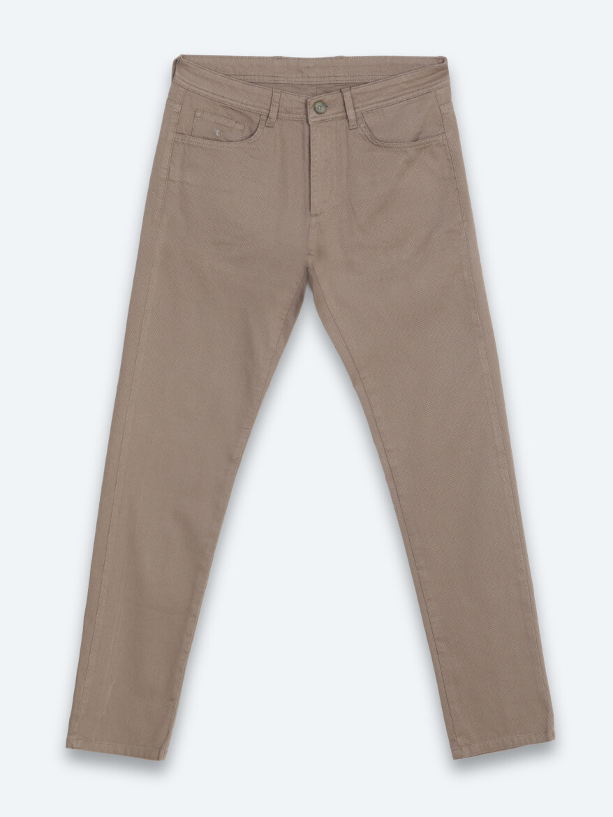 Hazelnut Weaving Slim Fit Casual Cotton Blended Trousers - 6