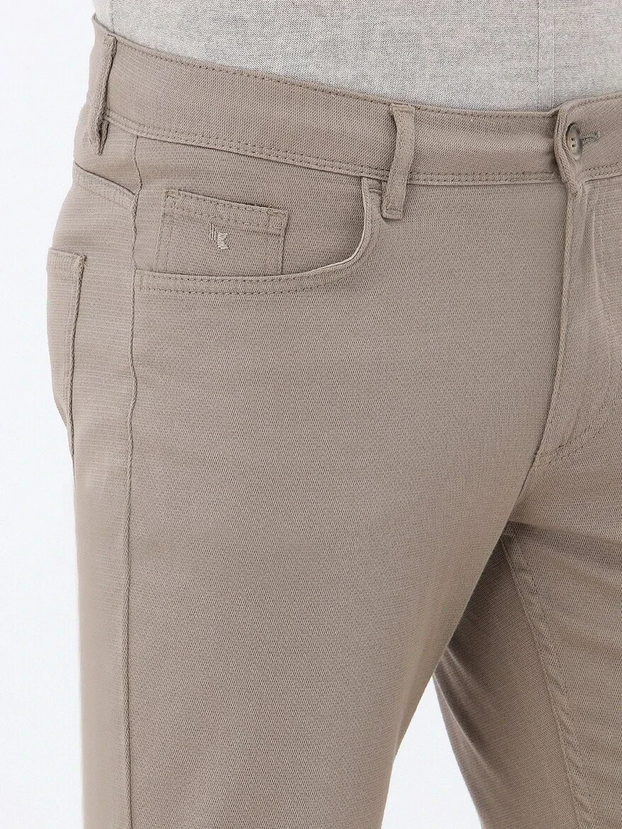 Hazelnut Weaving Slim Fit Casual Cotton Blended Trousers 