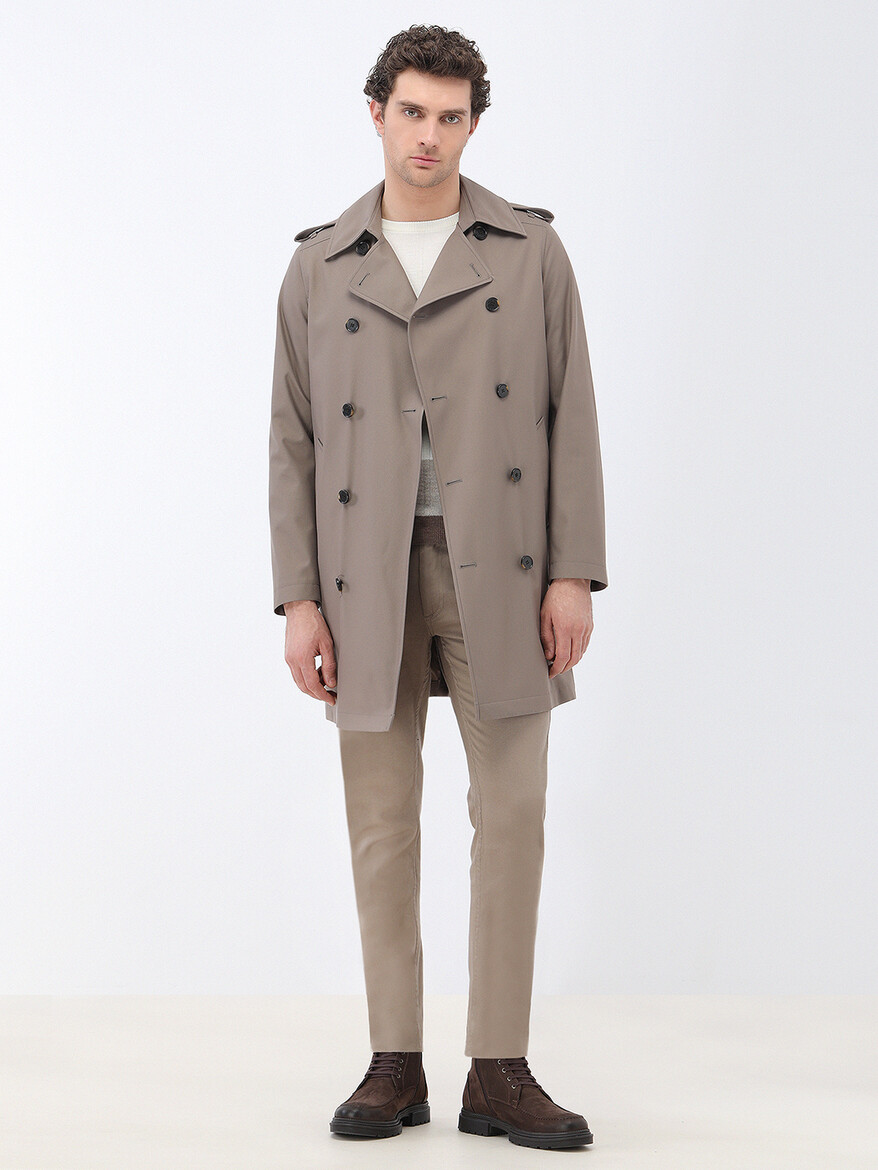 Hazelnut Weaving Slim Fit Casual Cotton Blended Trousers - 3