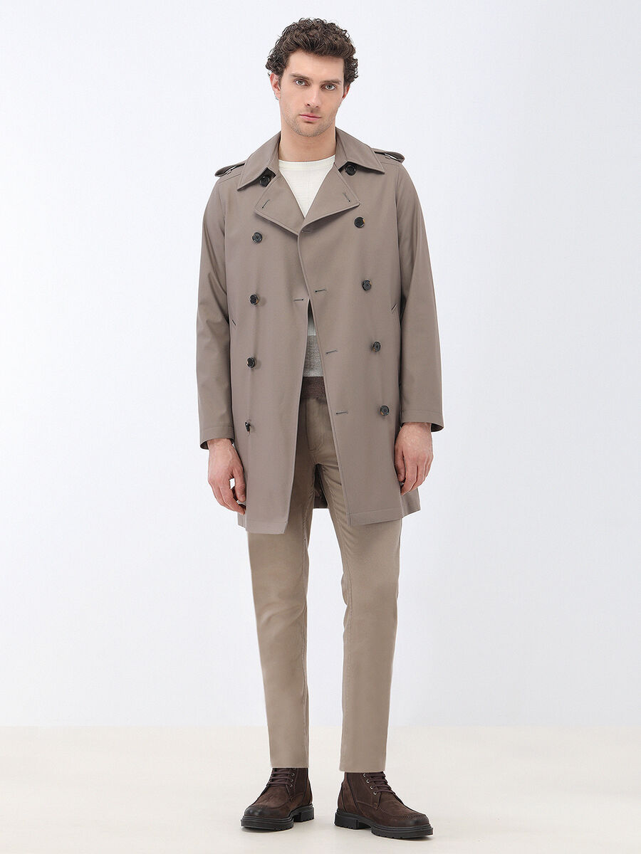 Hazelnut Weaving Slim Fit Casual Cotton Blended Trousers - 3