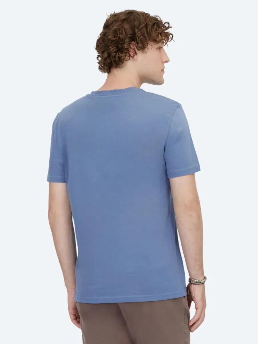 İndigo Bisiklet Yaka %100 Pamuk T-Shirt - 4
