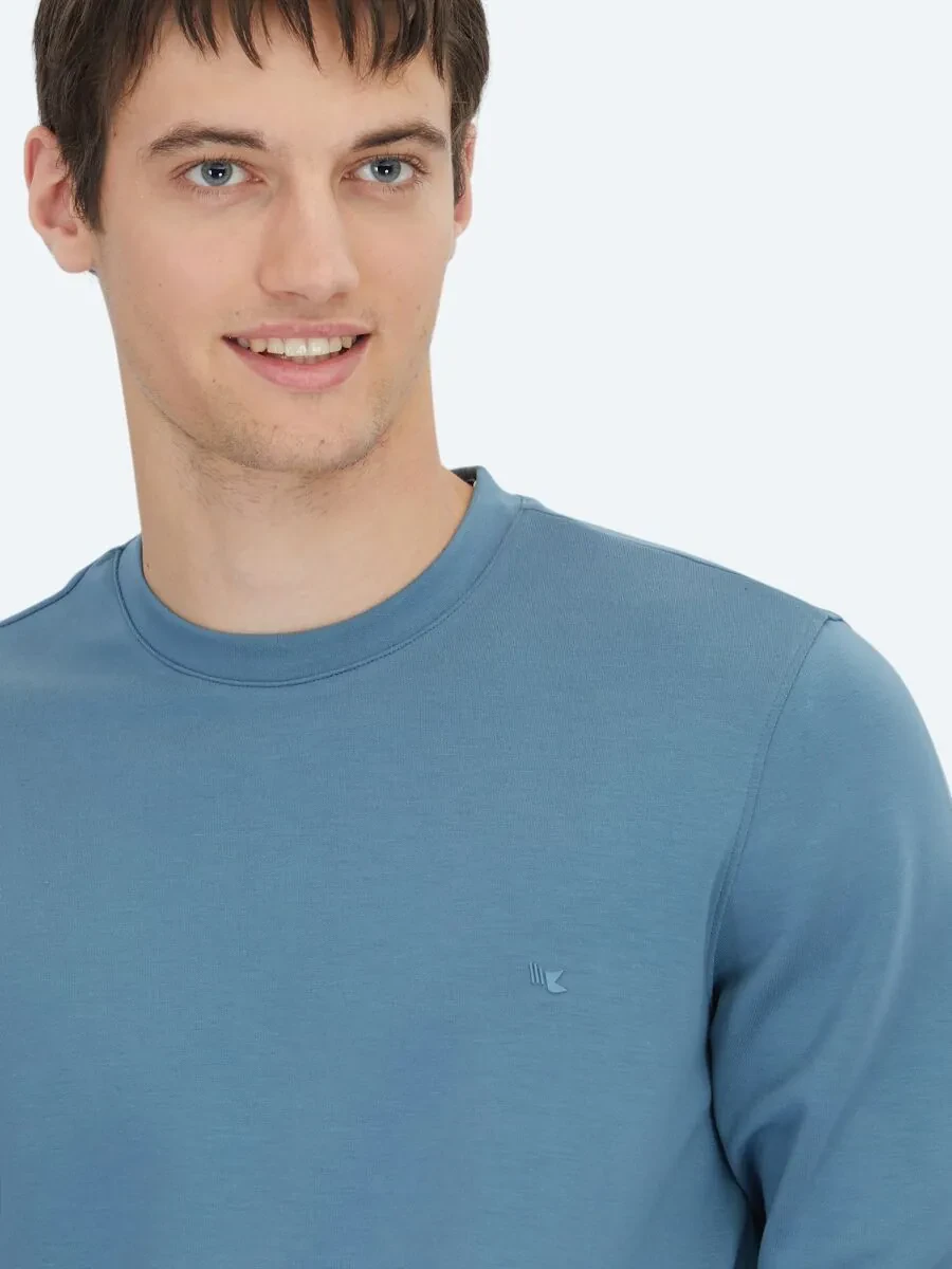 İndigo Bisiklet Yaka Sweatshırt - 4