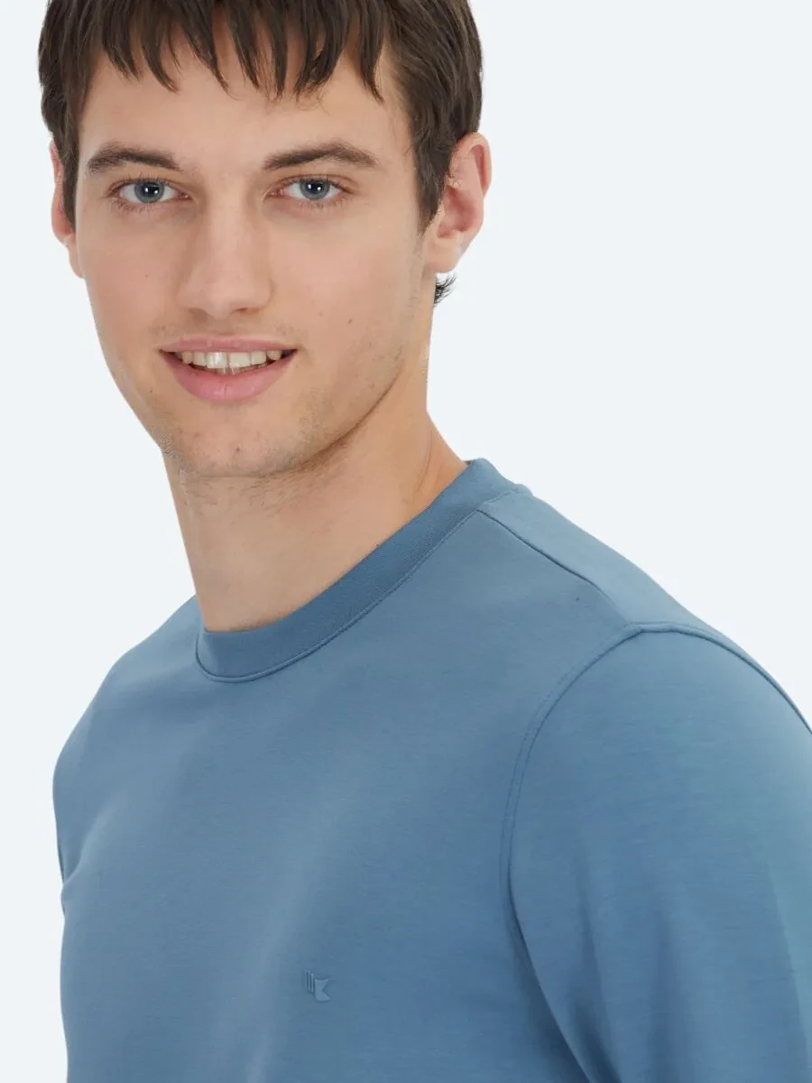 İndigo Bisiklet Yaka Sweatshırt - 5