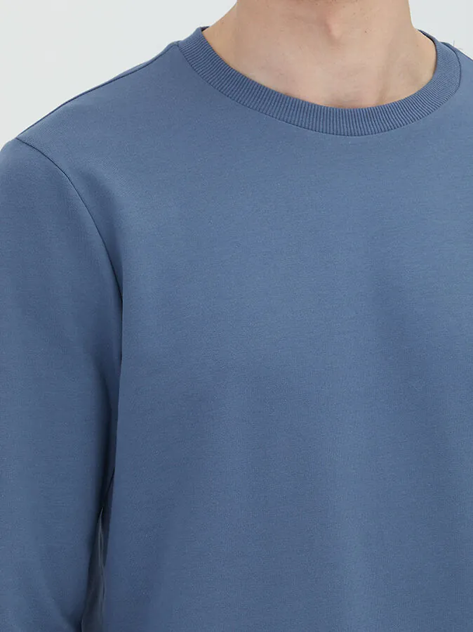 İndigo Bisiklet Yaka Sweatshırt - 4