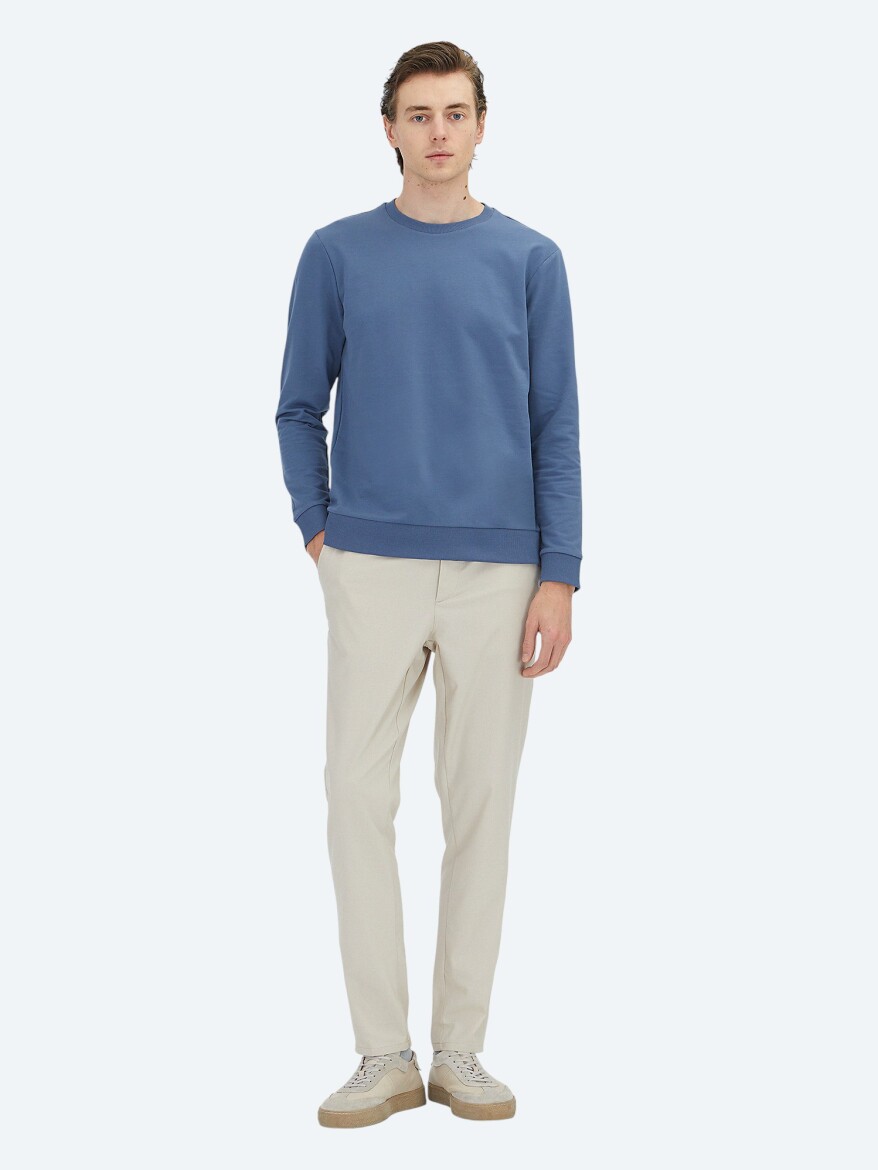 İndigo Bisiklet Yaka Sweatshırt 