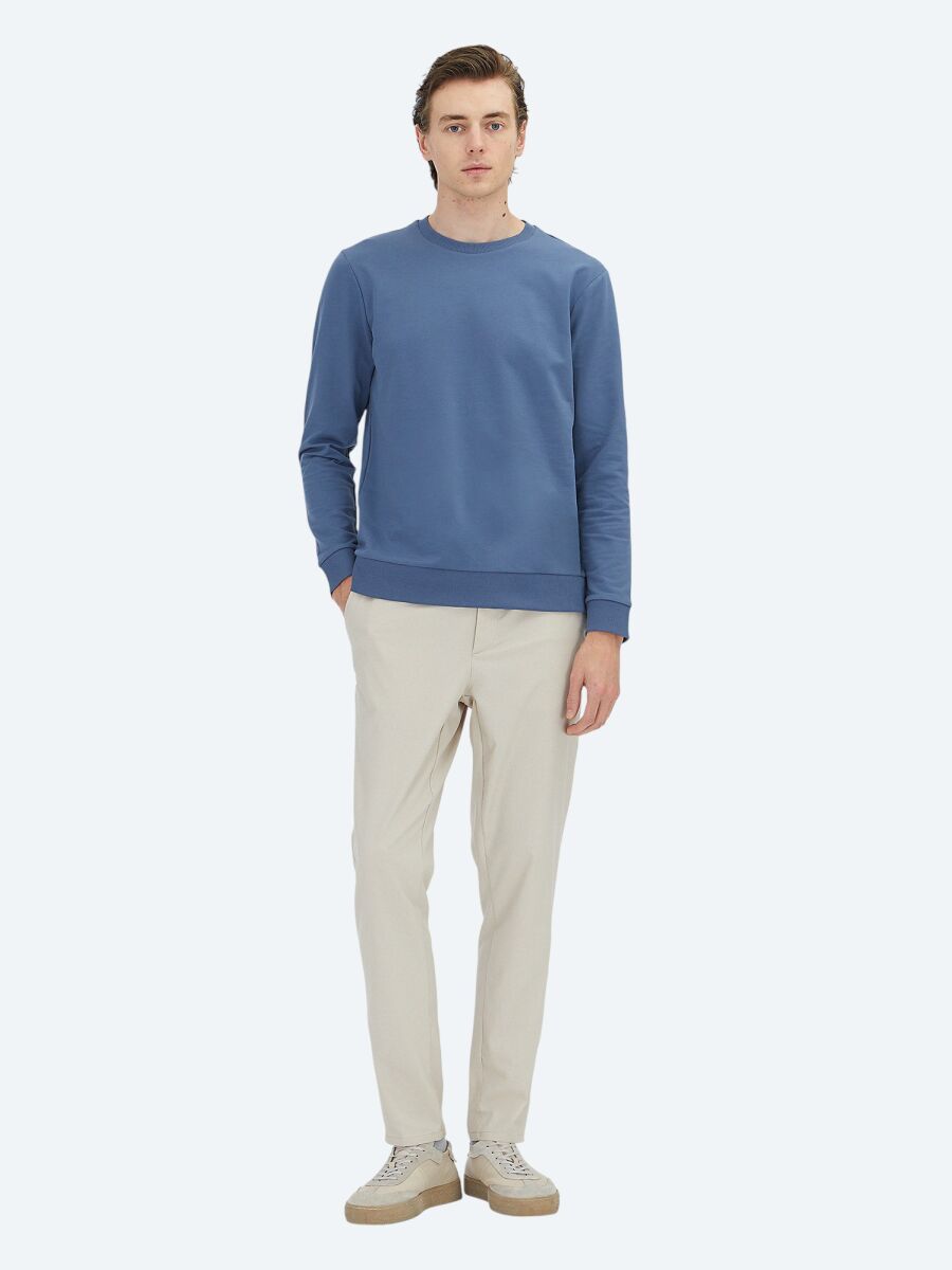 İndigo Bisiklet Yaka Sweatshırt - 2