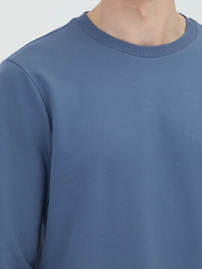 İndigo Bisiklet Yaka Sweatshırt - 4