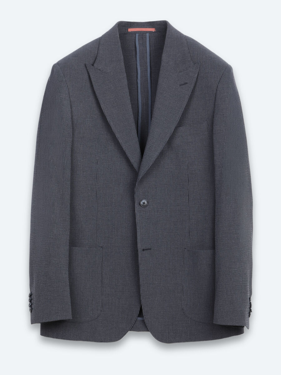 İndigo Desenli Modern Fit Takım Elbise - 6