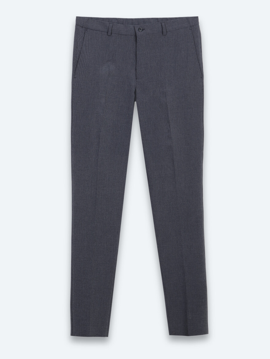 İndigo Desenli Modern Fit Takım Elbise - 7