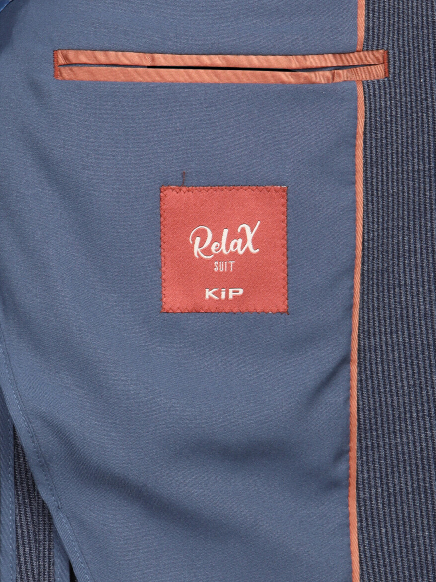 İndigo Desenli Modern Fit Takım Elbise - 8