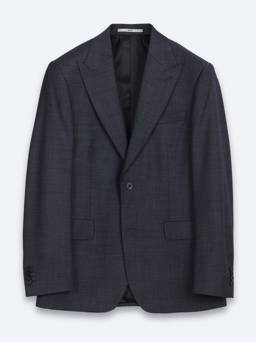İndigo Çizgili Modern Fit Yün Karışımlı Takım Elbise - 5