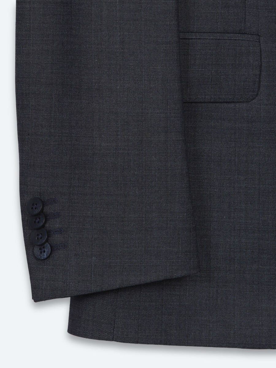 İndigo Çizgili Modern Fit Yün Karışımlı Takım Elbise - 8