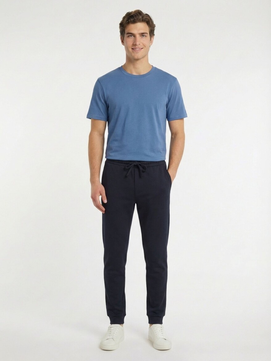 Indigo Crew Neck 100% Cotton T-Shirt - 1