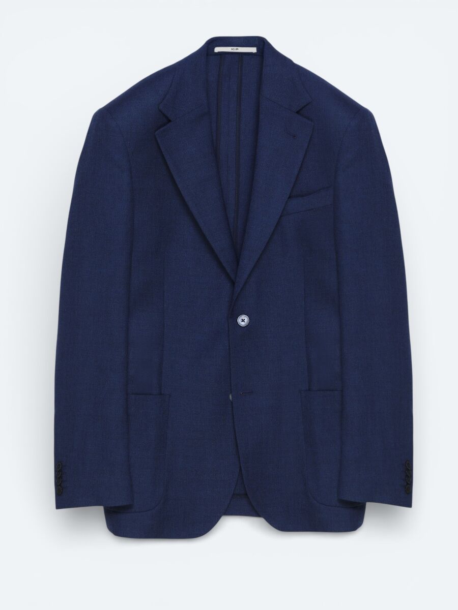 İndigo Desenli Modern Fit Yün Karışımlı Ceket - 5