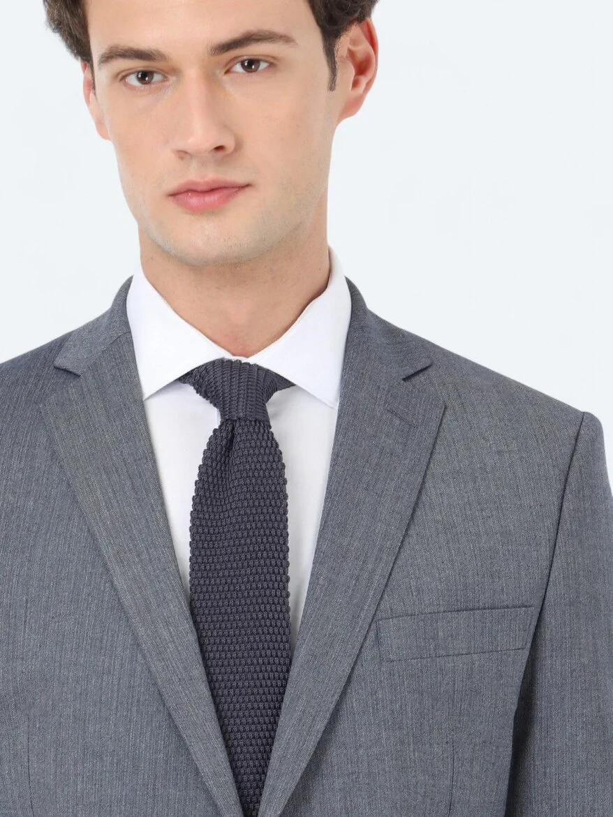 İndigo Desenli Regular Fit Takım Elbise - 3