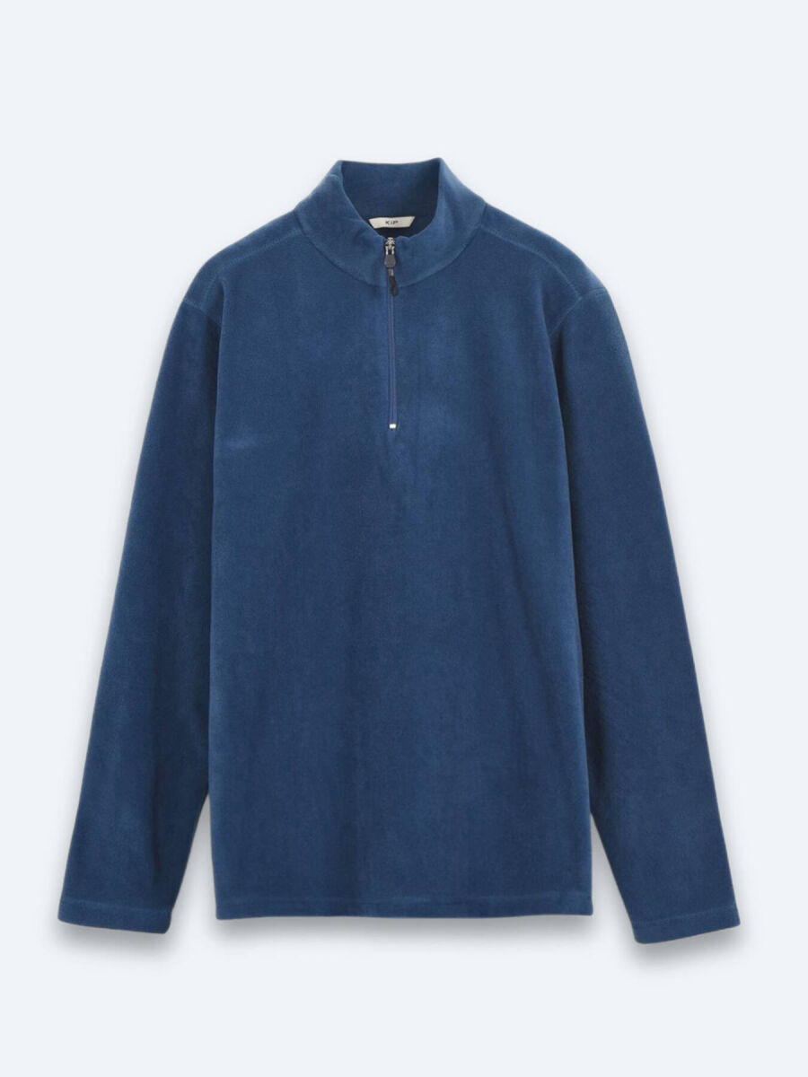 İndigo Dik Yaka Düz Polar Sweatshırt - 6