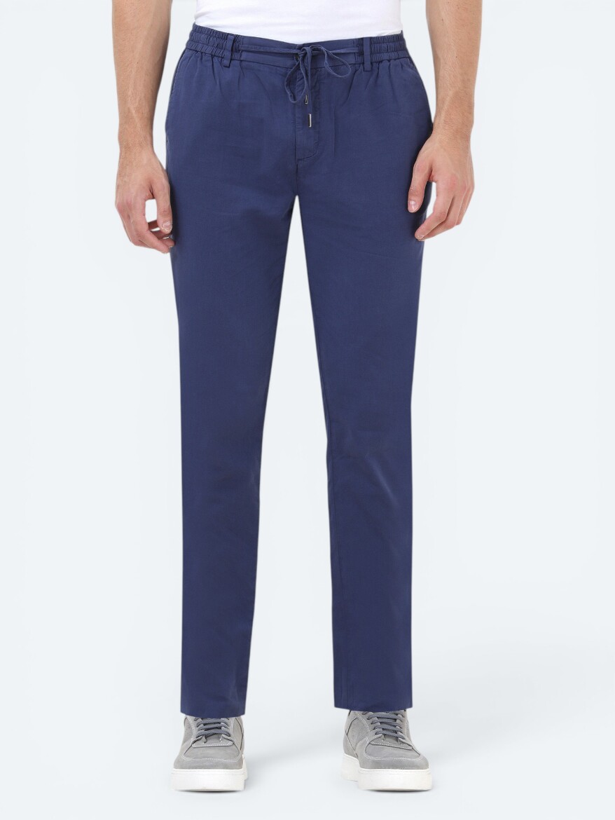 İndigo Dokuma Jogging Fit Casual Pamuk Karışımlı Pantolon - KİP