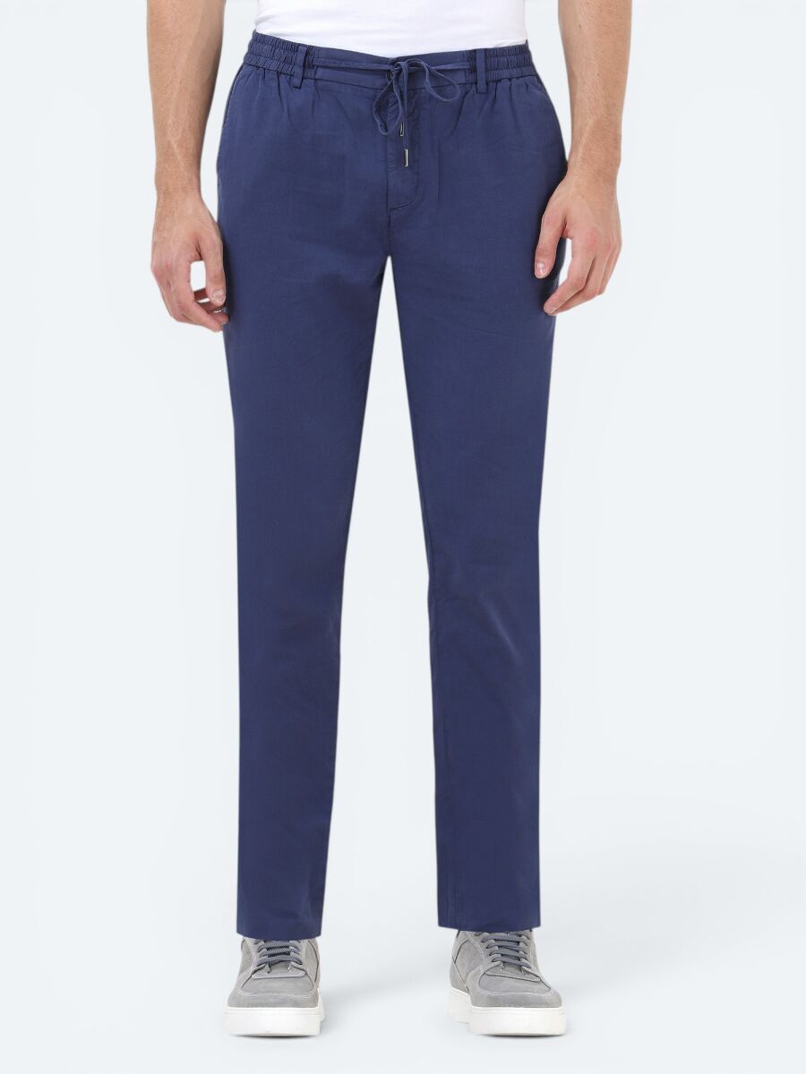 İndigo Dokuma Jogging Fit Casual Pamuk Karışımlı Pantolon - 2