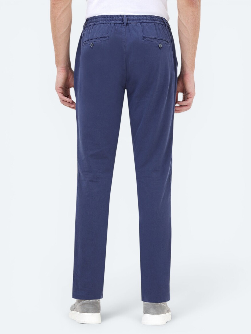 İndigo Dokuma Jogging Fit Casual Pamuk Karışımlı Pantolon - 4