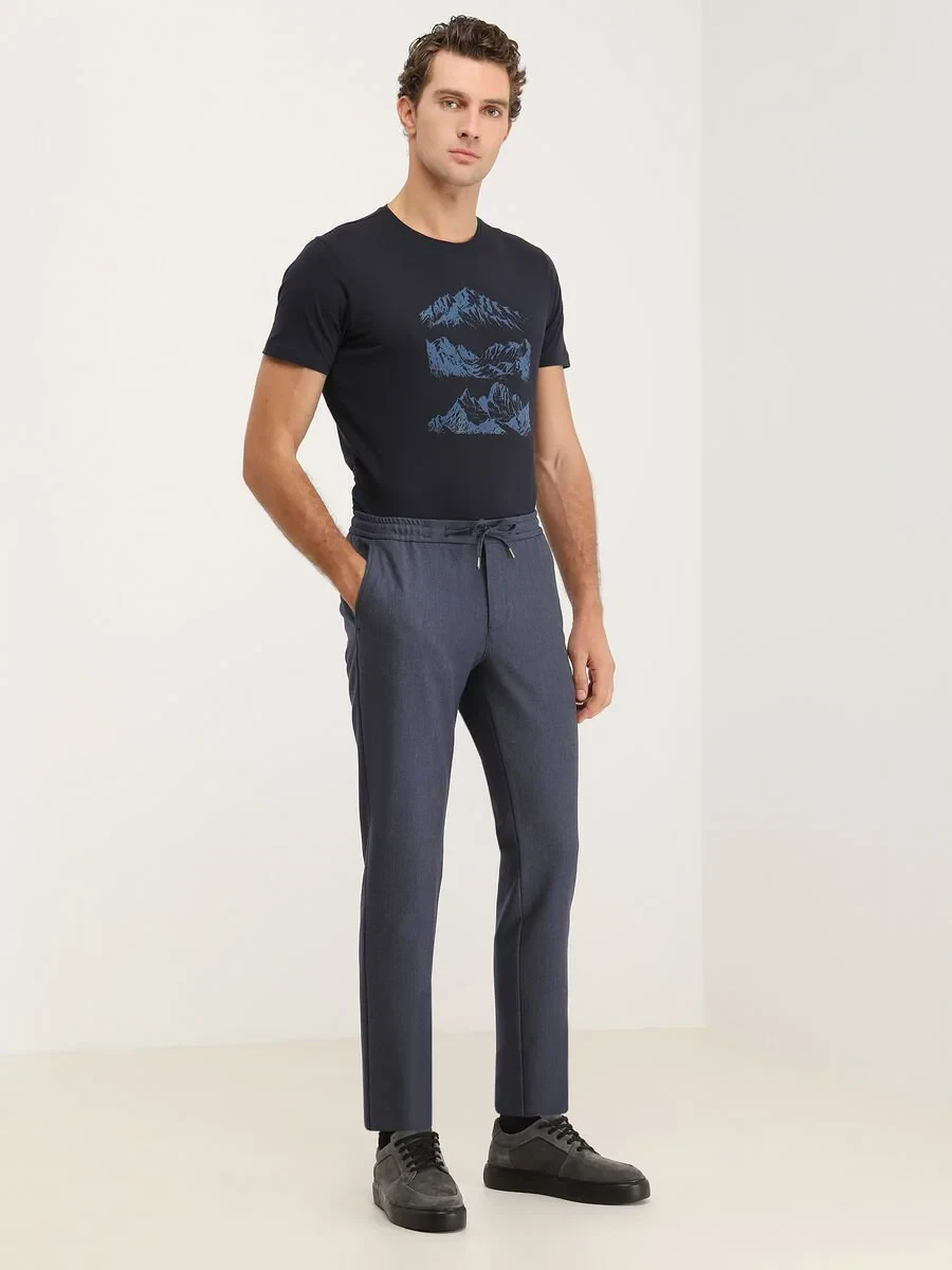 İndigo Dokuma Jogging Fit Casual Pantolon - 3