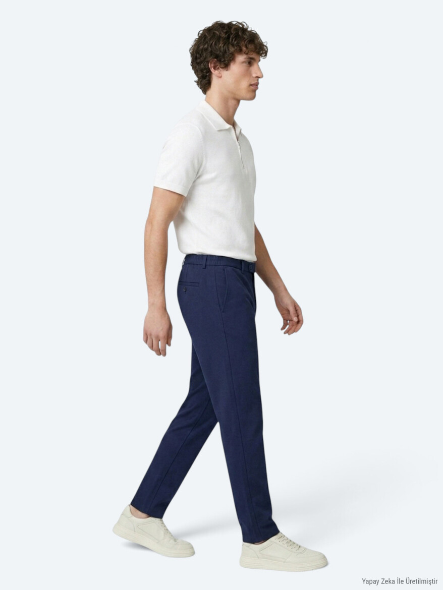 İndigo Dokuma Jogging Fit Casual Pantolon - 4