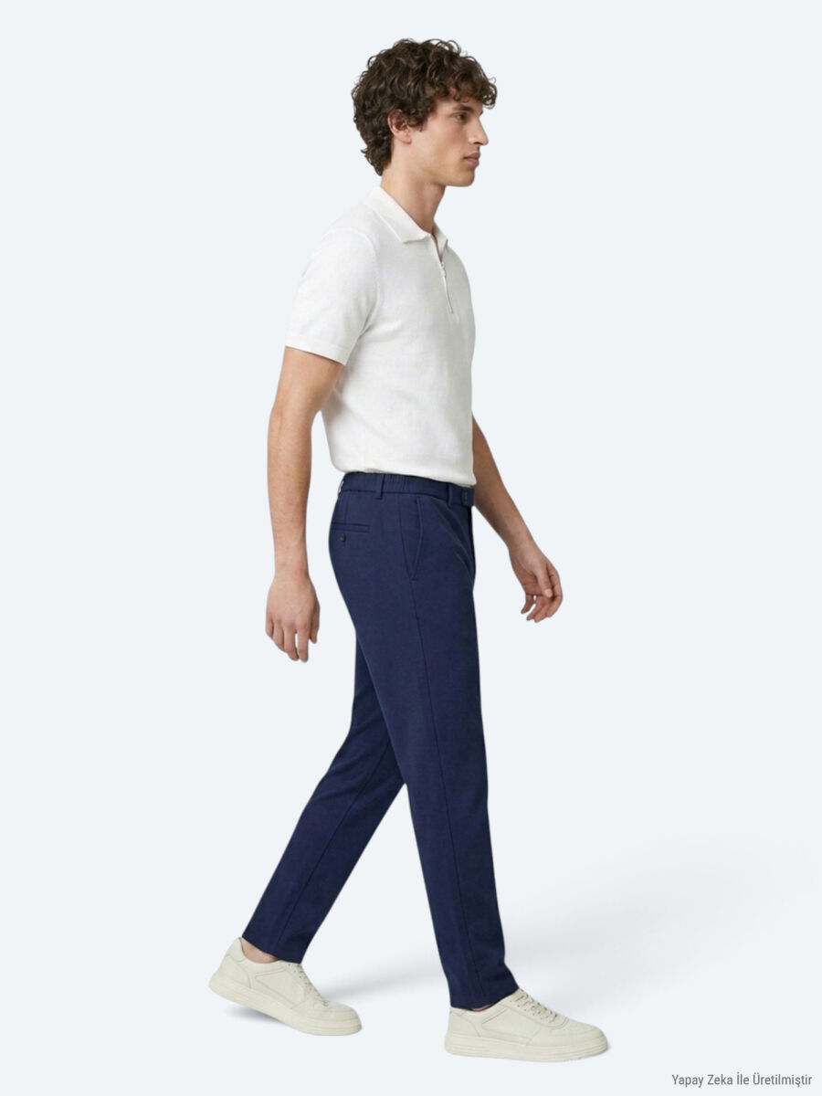 İndigo Dokuma Jogging Fit Casual Pantolon - 4