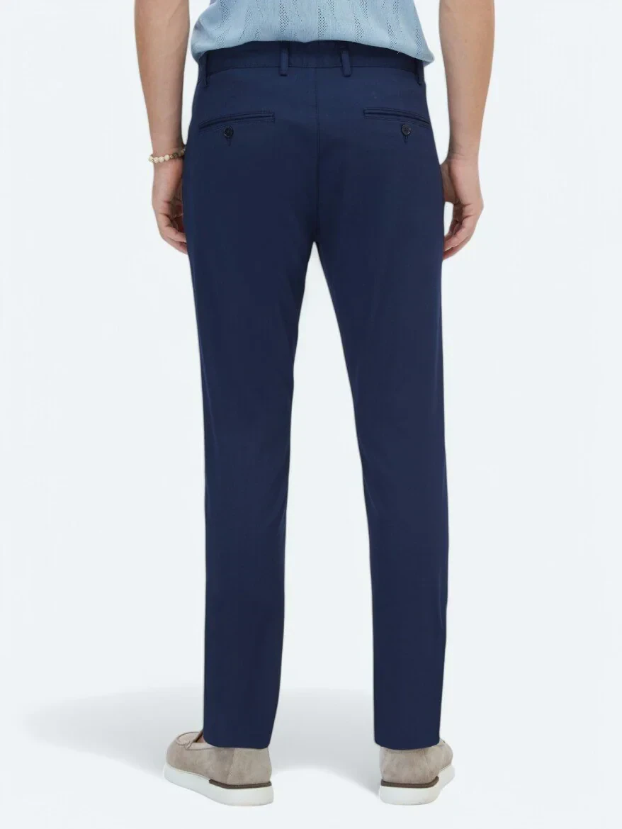 İndigo Dokuma Regular Fit Casual Pamuk Karışımlı Pantolon - 4