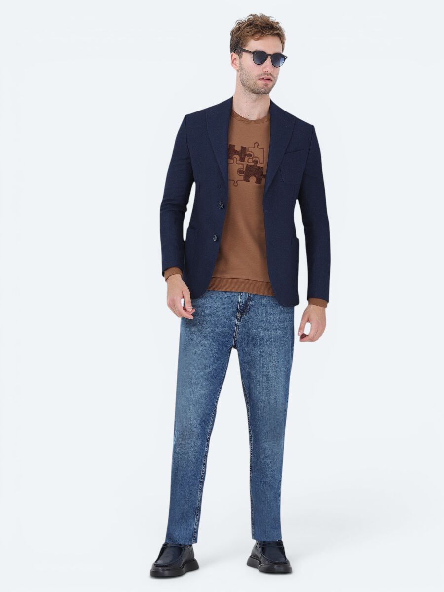 İndigo Düz Comfort Fit Ceket - 2