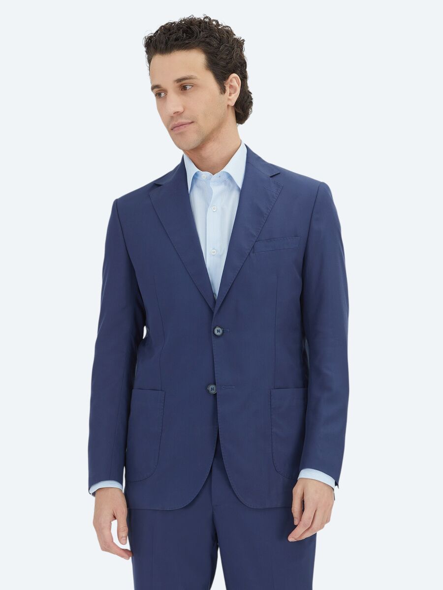 İndigo Düz Comfort Fit Takım Elbise - 5