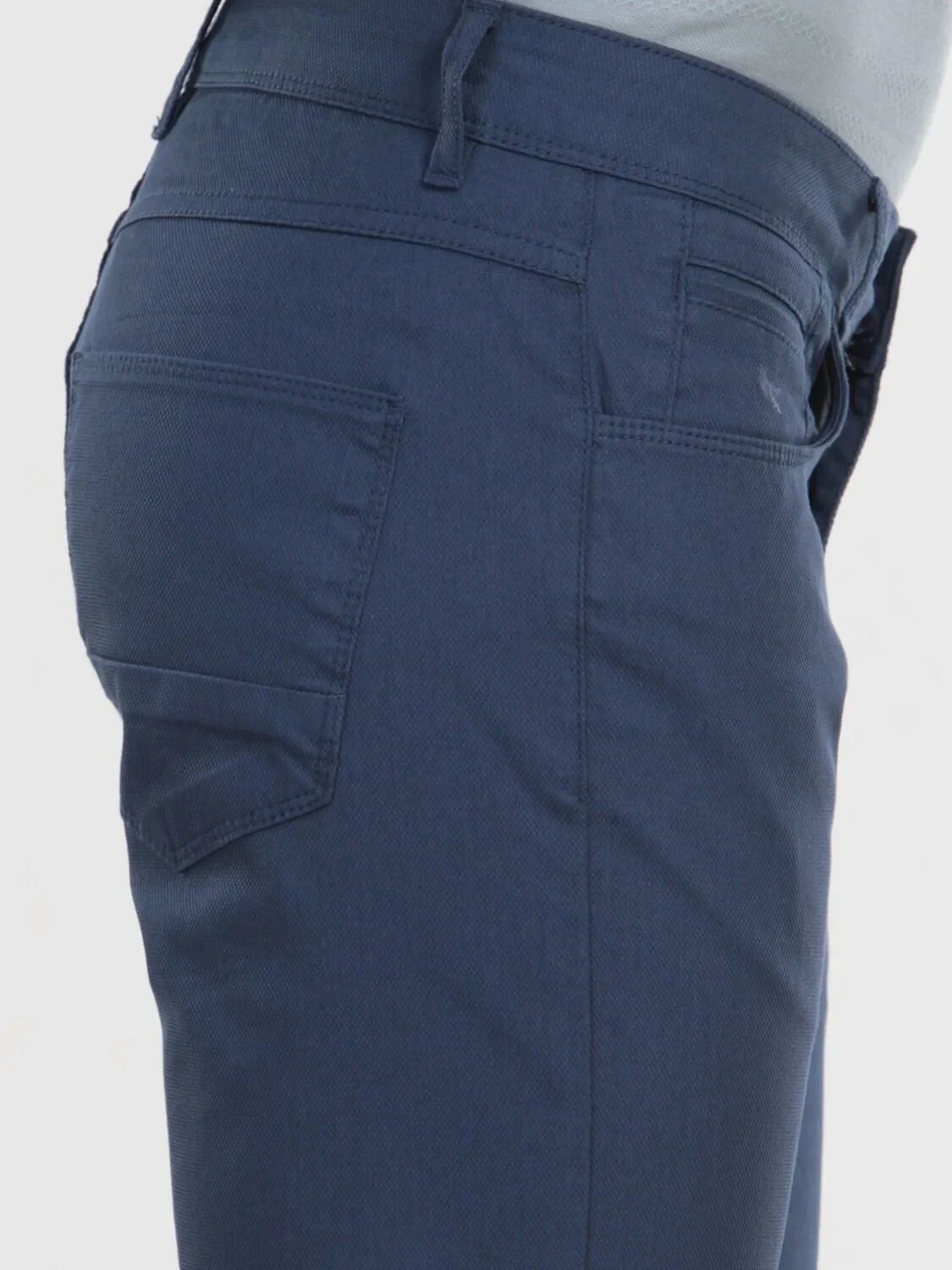 İndigo Düz Dokuma Slim Fit Casual Pamuk Karışımlı Pantolon - 5