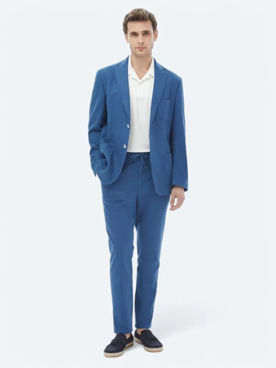 İndigo Düz Modern Fit Takım Elbise - 4