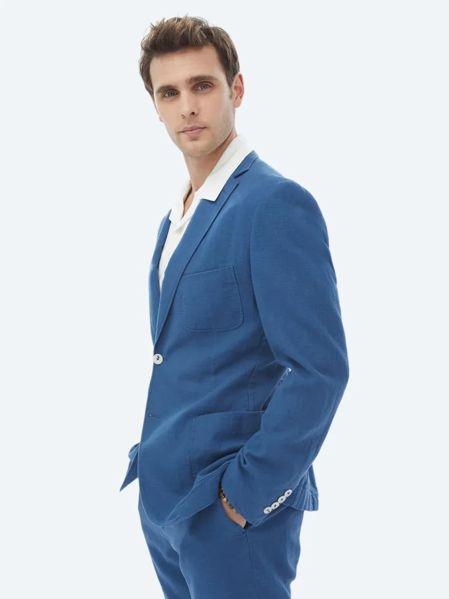İndigo Düz Modern Fit Takım Elbise - 8