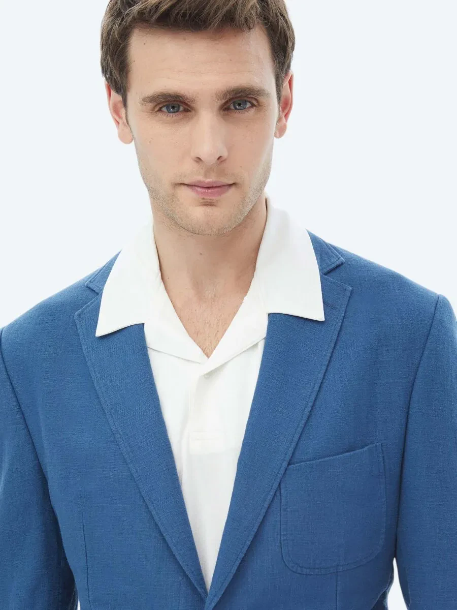İndigo Düz Modern Fit Takım Elbise - 9