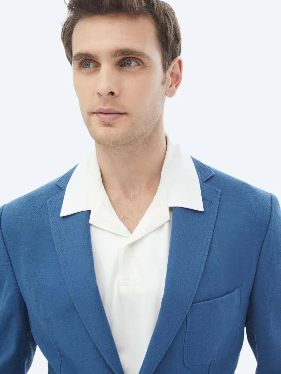 İndigo Düz Modern Fit Takım Elbise - 10