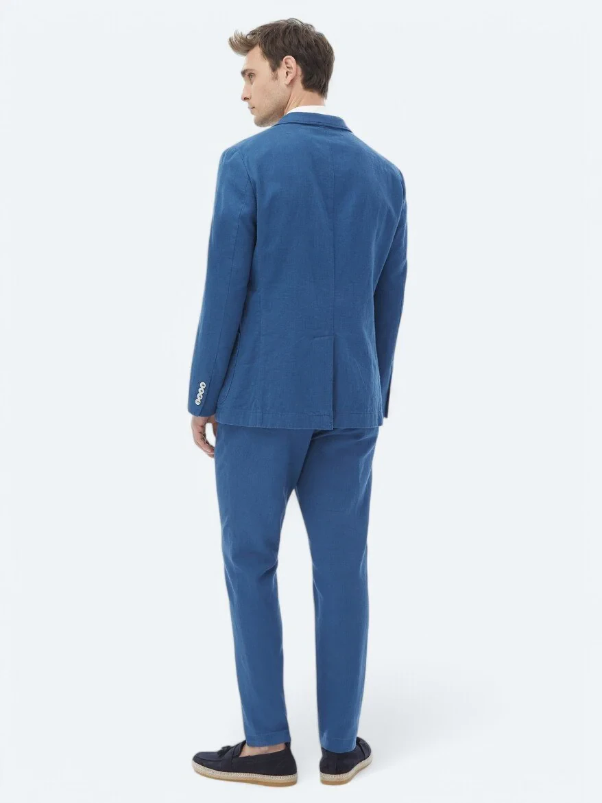 İndigo Düz Modern Fit Takım Elbise - 18
