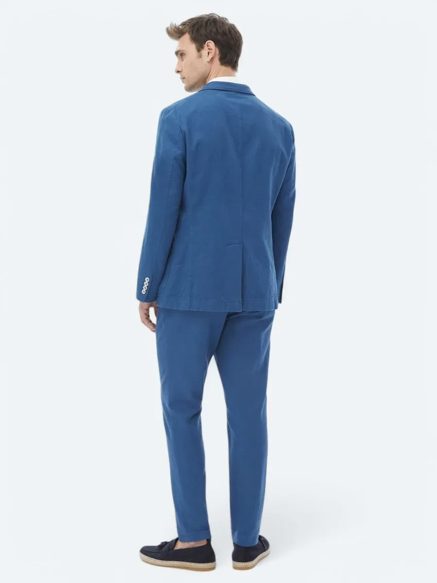 İndigo Düz Modern Fit Takım Elbise - 18