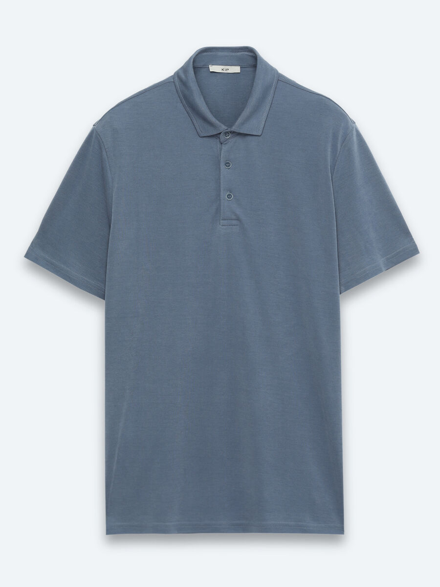 İndigo Düz Polo Yaka T-Shirt - 5