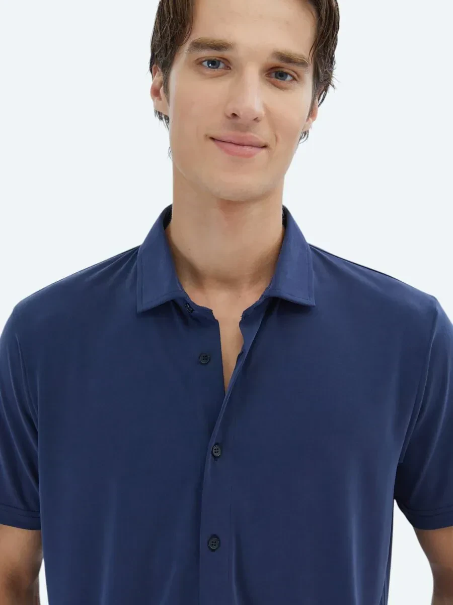 İndigo Düz Regular Fit Casual Gömlek - 3