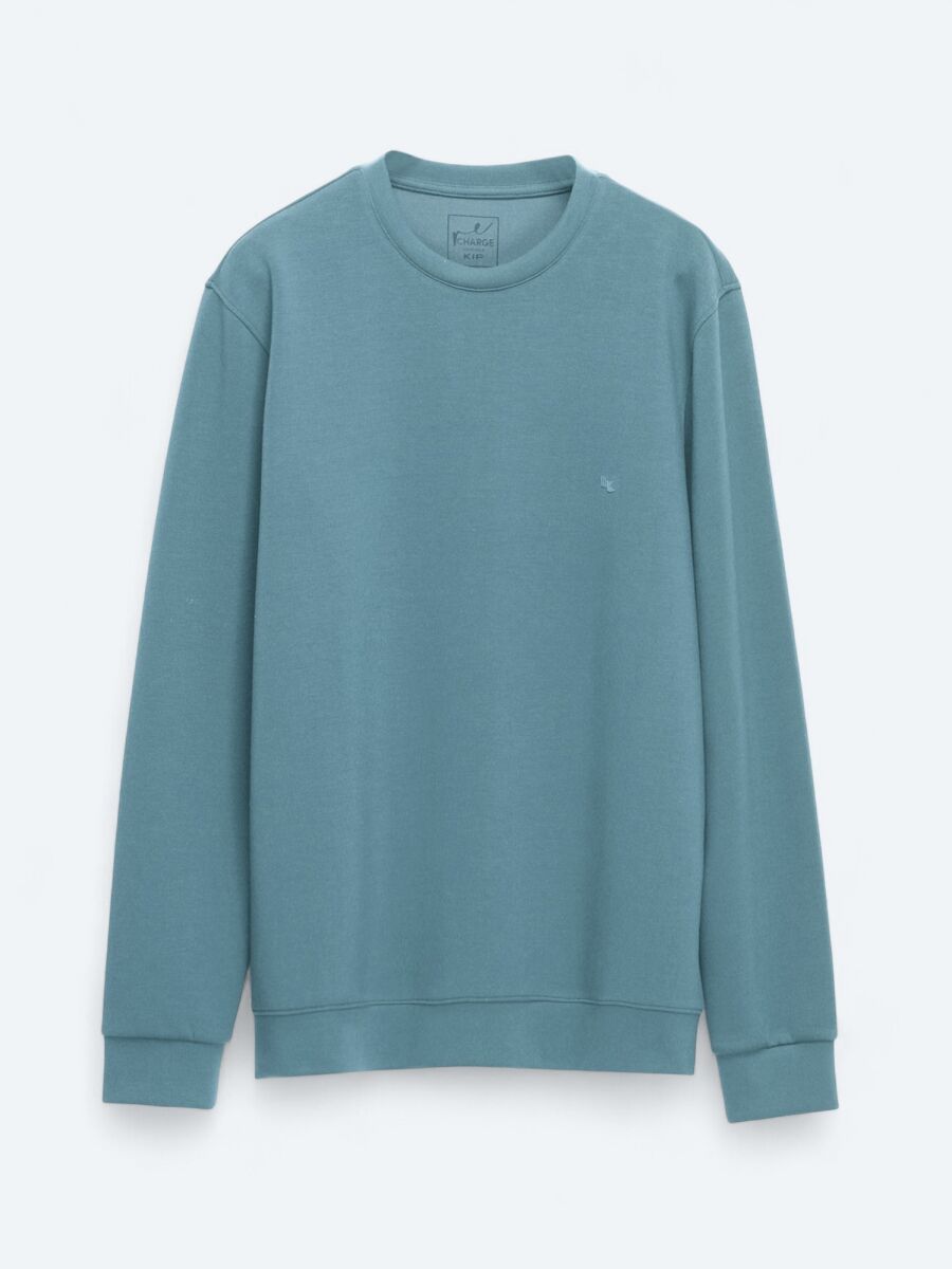 İndigo Düz Sweatshırt - 7