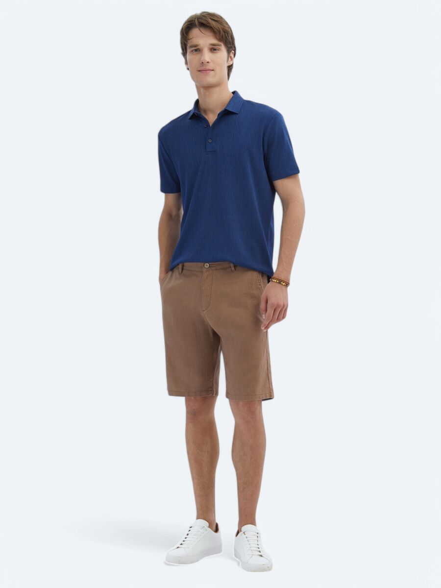 Indigo Jacquard Polo Neck T-Shirt - 2