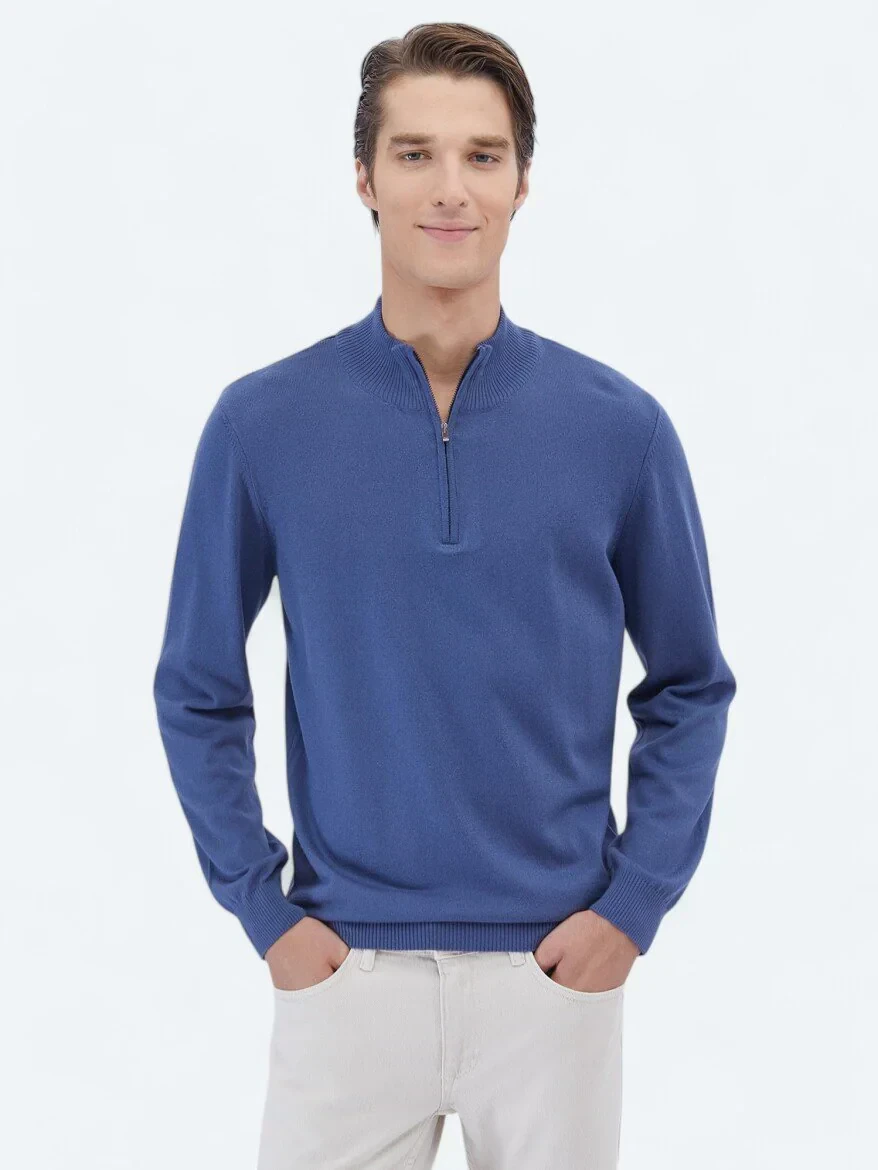 Indigo Knitwear Sweatshirt - 1