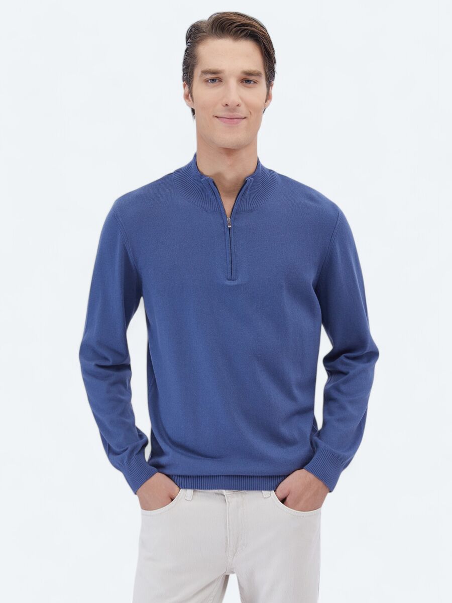 Indigo Knitwear Sweatshirt - 1